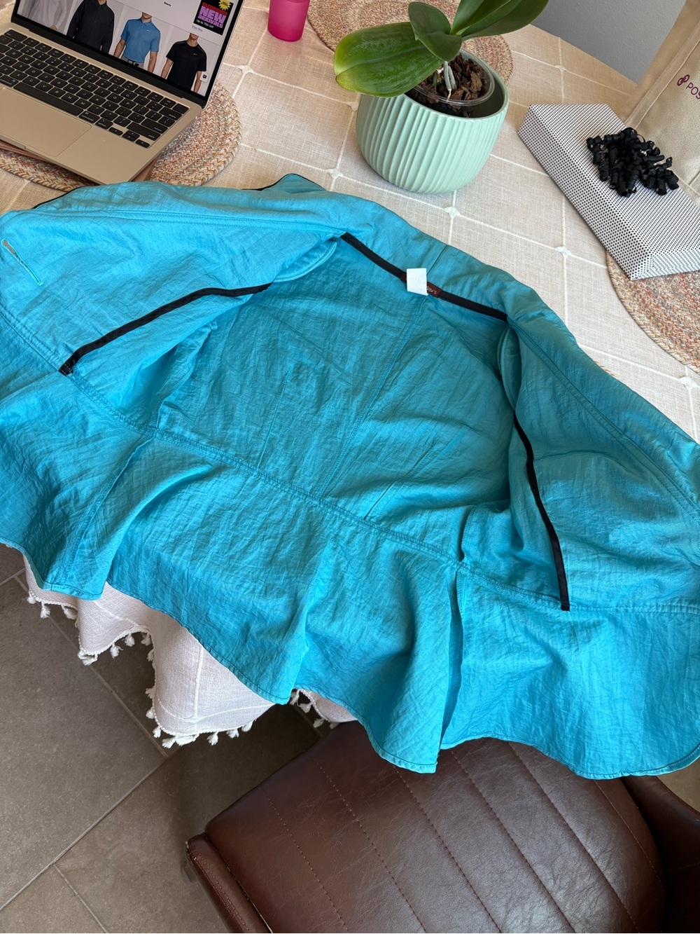 Turquoise Ruffle Peplum Blazer - Picture 8 of 15